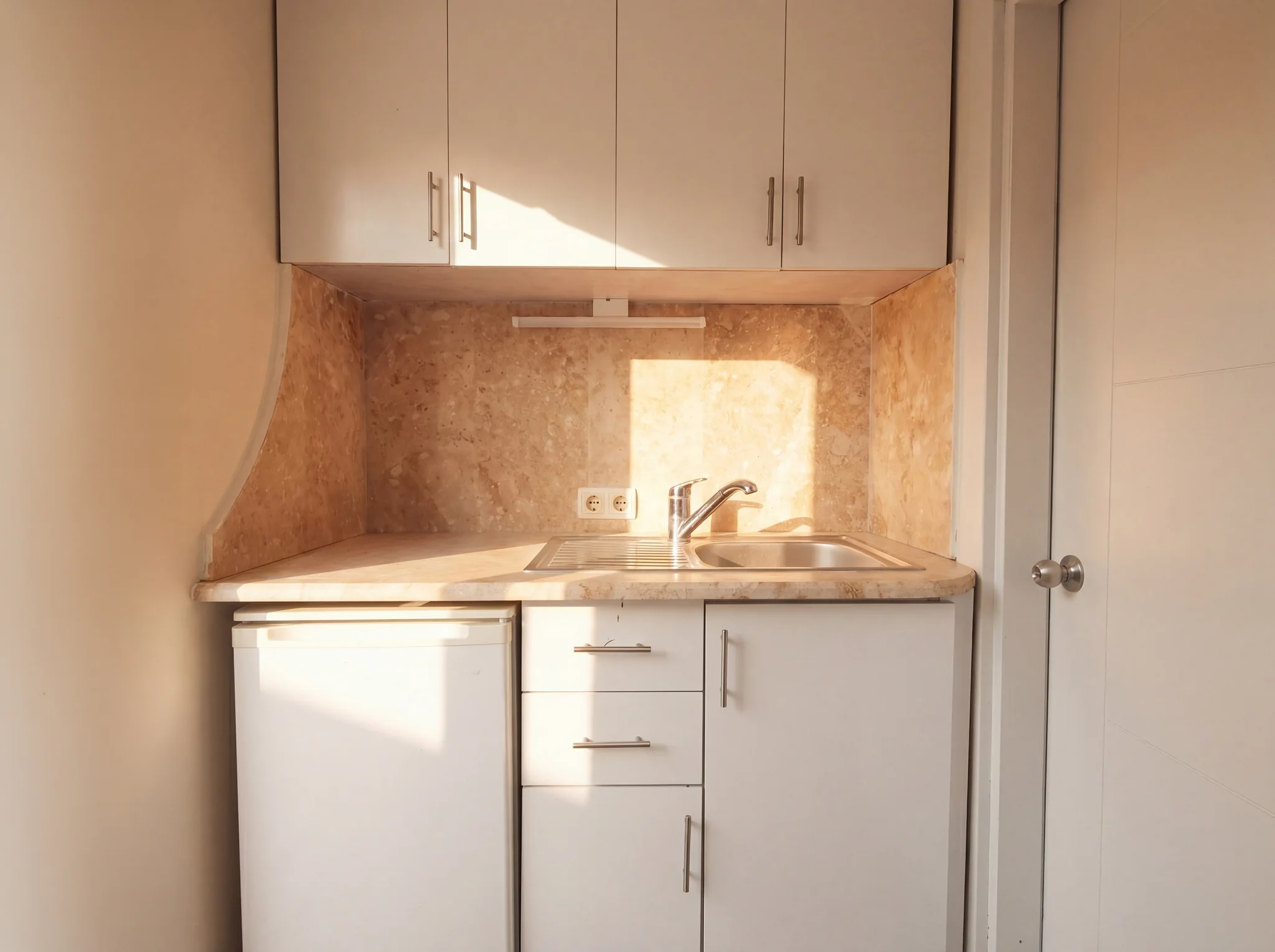 Spüle, Arbeitsfläche und Minikühlschrank im Familienzimmer